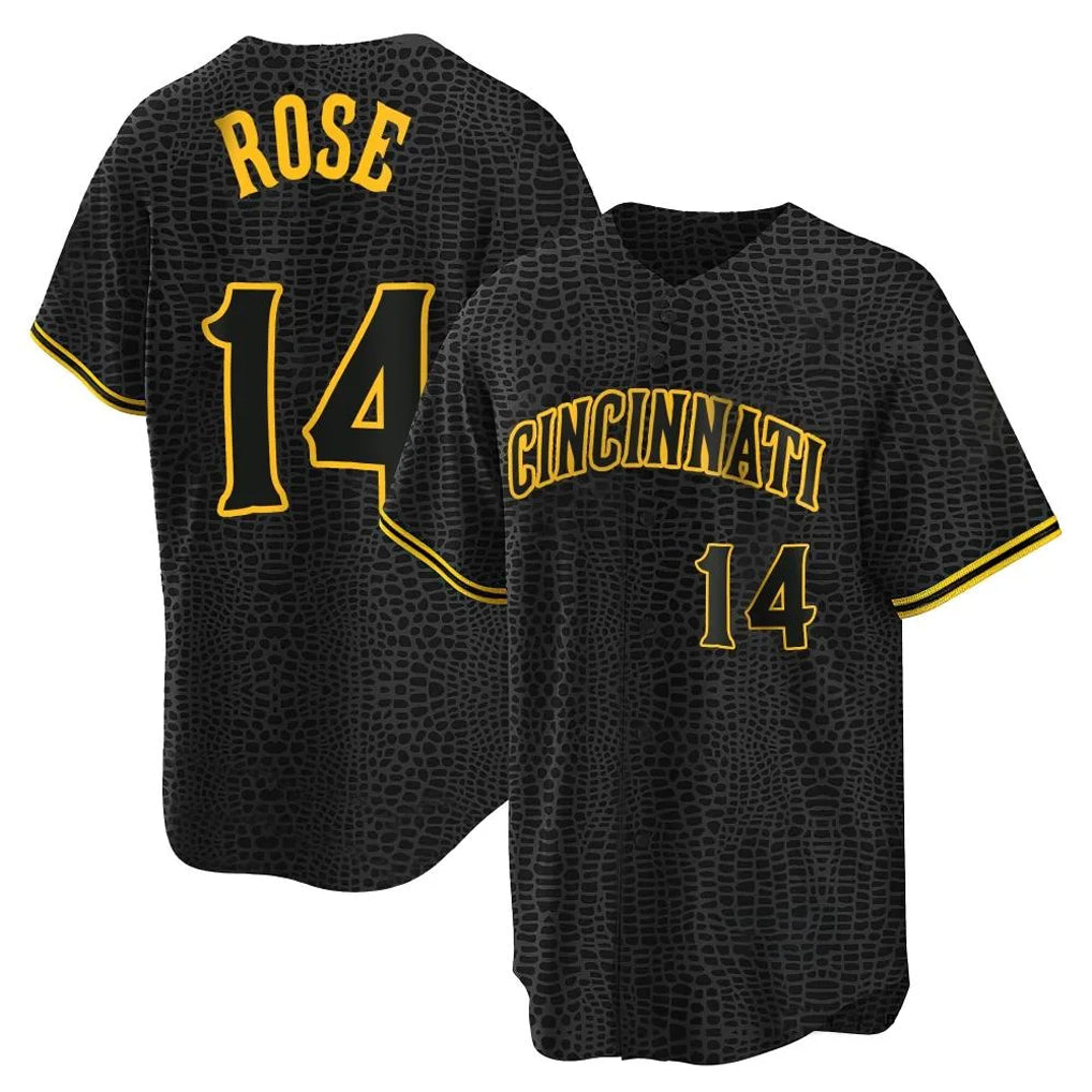 Cincinnati Reds #14 Pete Rose Player Black Fotopoulosg Snake Skin City Home Stitched Jerseys