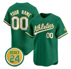 Custom Oakland Athletics Active Player Green Fotopoulosg Rickey Henderson Patch Vapor Premier Limited Stitched Jersey