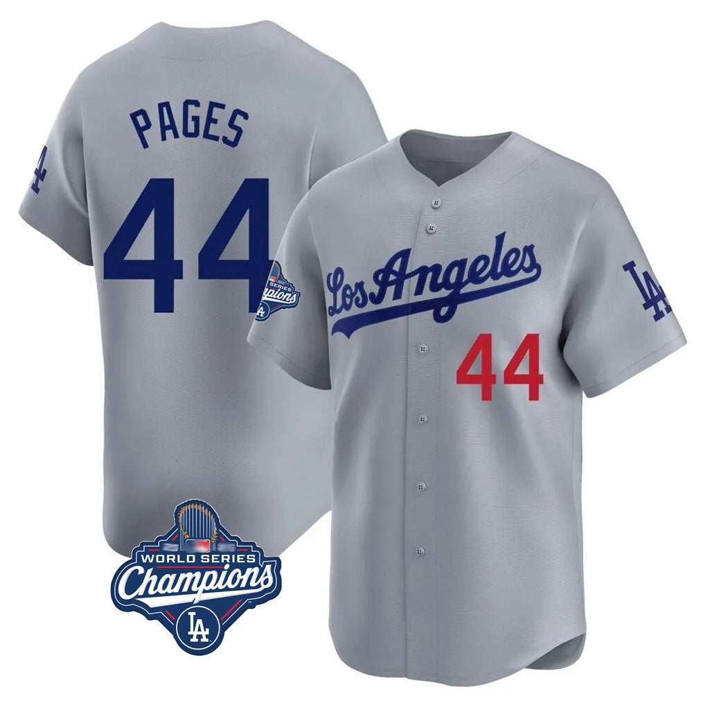 Los Angeles Dodgers #44 Andy Pages Player Gray Fotopoulosg World Series Meet Limited Home Stitched Jerseys