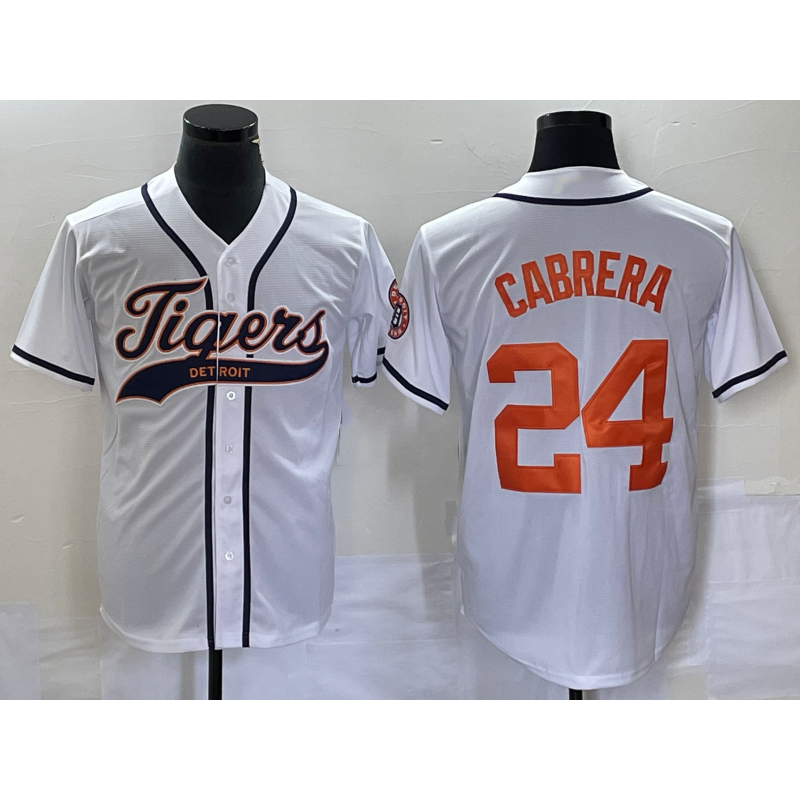 Detroit Tigers #24 Miguel Cabrera White Fotopoulosg Cool Base Stitched Jersey