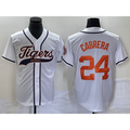 Detroit Tigers #24 Miguel Cabrera White Fotopoulosg Cool Base Stitched Jersey