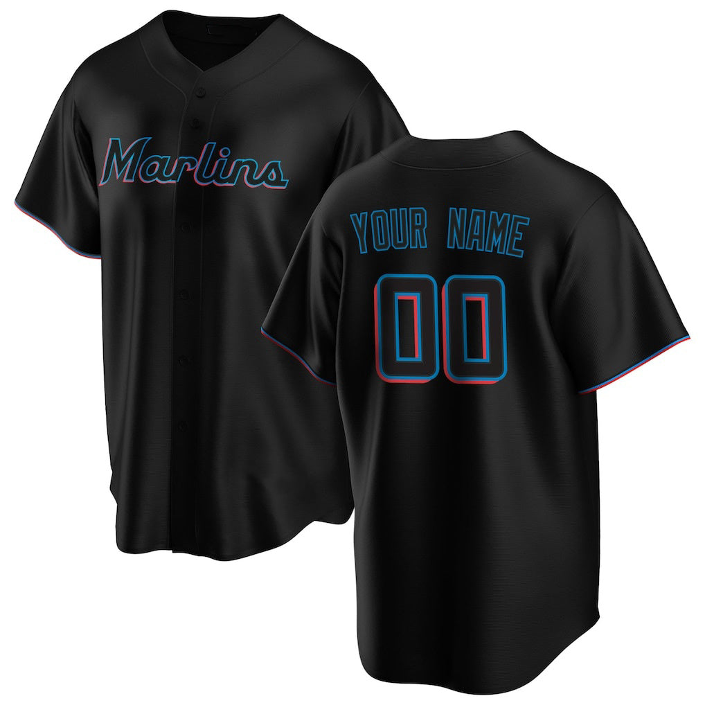 Custom Miami Marlins Black Fotopoulosg Alternate Replica Jersey