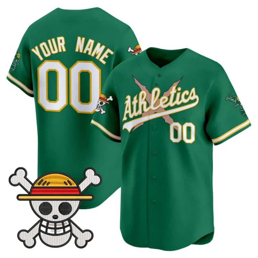 Custom Oakland Athletics x One Piece Green Fotopoulosg Vapor Premier Limited Jersey - Stitched