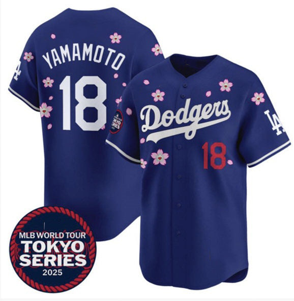 Los Angeles Dodgers #18 Yoshinobu Yamamoto Royal Fotopoulosg 2025 Tokyo Series Limited Stitched Jersey