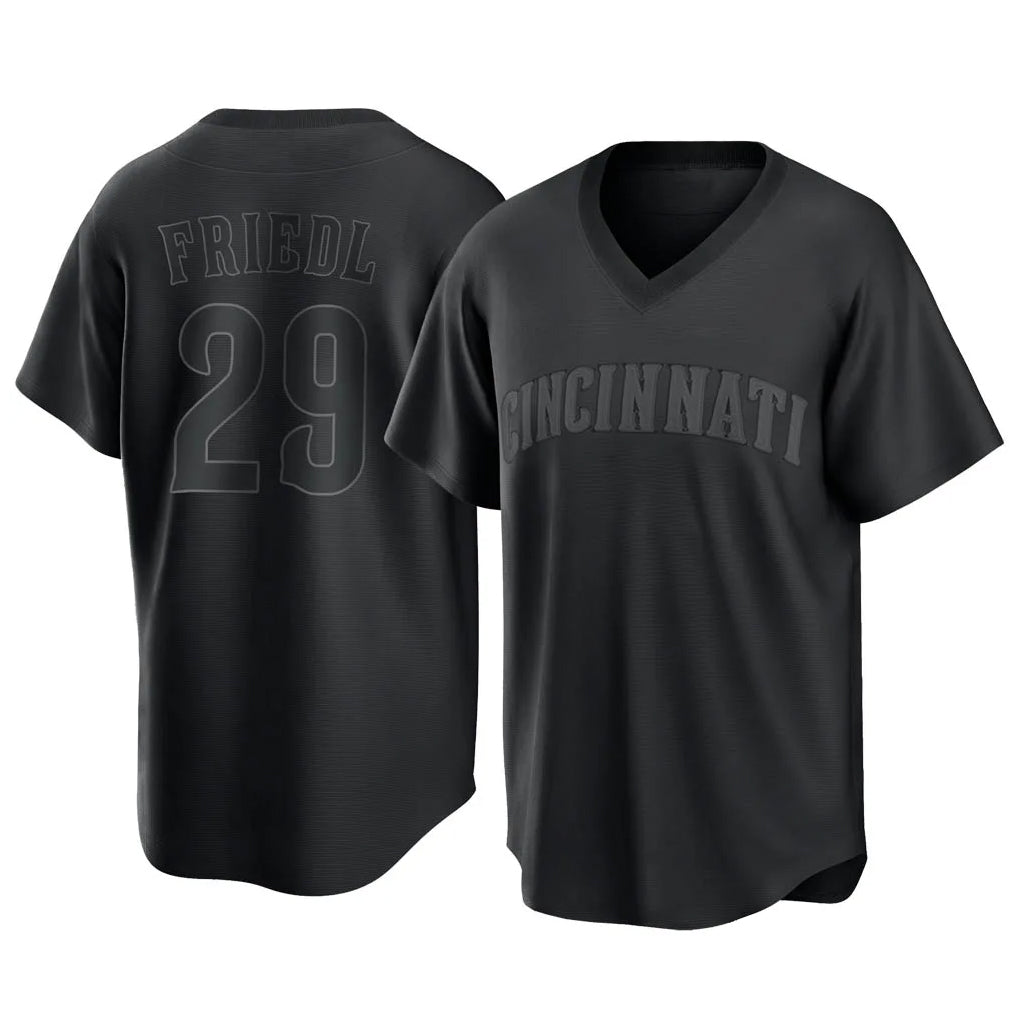Cincinnati Reds #29 TJ Friedl Player Black Fotopoulosg T-shirt Game Home Stitched Jerseys