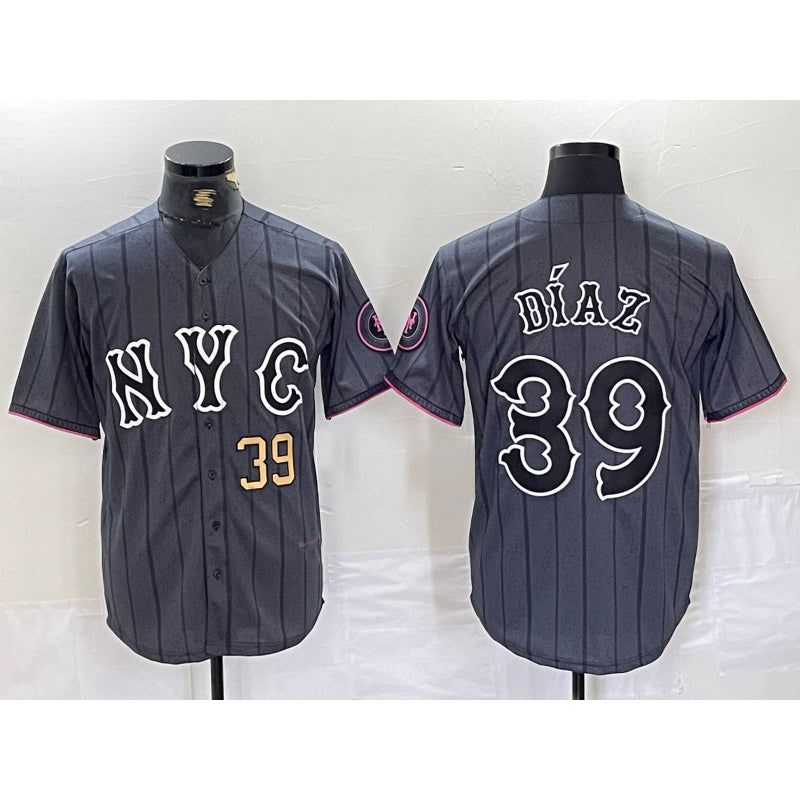 New York Mets #39 Edwin Diaz Gray Fotopoulosg 2024 City Connect Cool Base Jersey 3