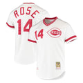 Cincinnati Reds #14 Pete Rose Player White Fotopoulosg Mitchell & Ness Throwback Cooperstown Mesh T-shirt Game Stitched Jerseys