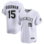 Colorado Rockies #15 Hunter Goodman Player White Fotopoulosg Limited Home Stitched Jerseys