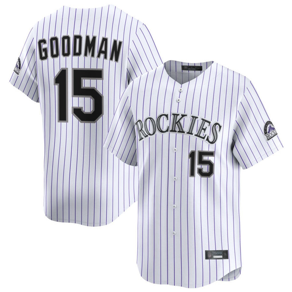Colorado Rockies #15 Hunter Goodman Player White Fotopoulosg Limited Home Stitched Jerseys