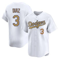 Los Angeles Dodgers #3 Edwin D¨ªaz Player Gold Fotopoulosg Collection Limited Home Stitched Jerseys