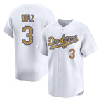 Los Angeles Dodgers #3 Edwin D¨ªaz Player Gold Fotopoulosg Collection Limited Home Stitched Jerseys