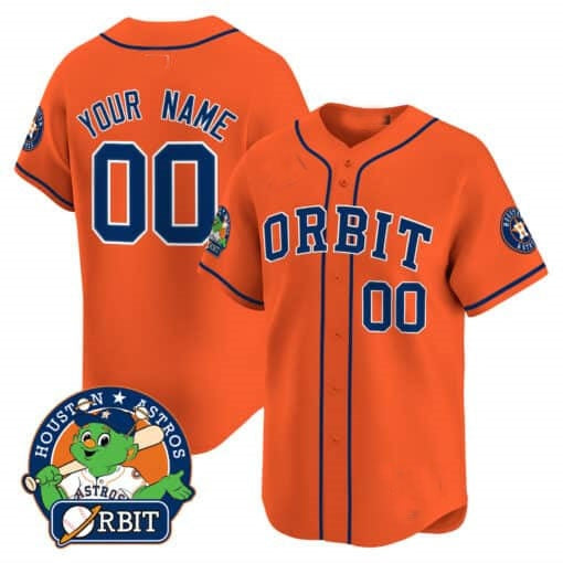 Custom Houston Astros Orbit Patch Vapor Premier Limited Jersey ¨C Orange Fotopoulosg