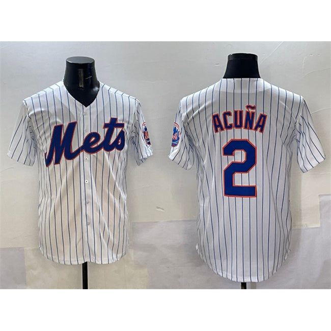 New York Mets #2 Luisangel Acuna White Fotopoulosg Cool Base Stitched Jersey