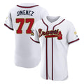 Atlanta Braves #77 Joe Jimenez Player White Gold Fotopoulosg Limited Elite Home Game Stitched Jerseys