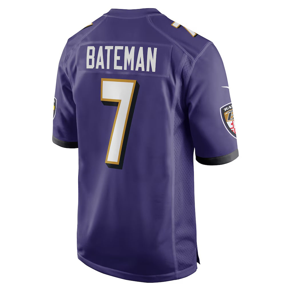 B.Ravens #7 Rashod Bateman Purple Fotopoulosg Game Player Jersey