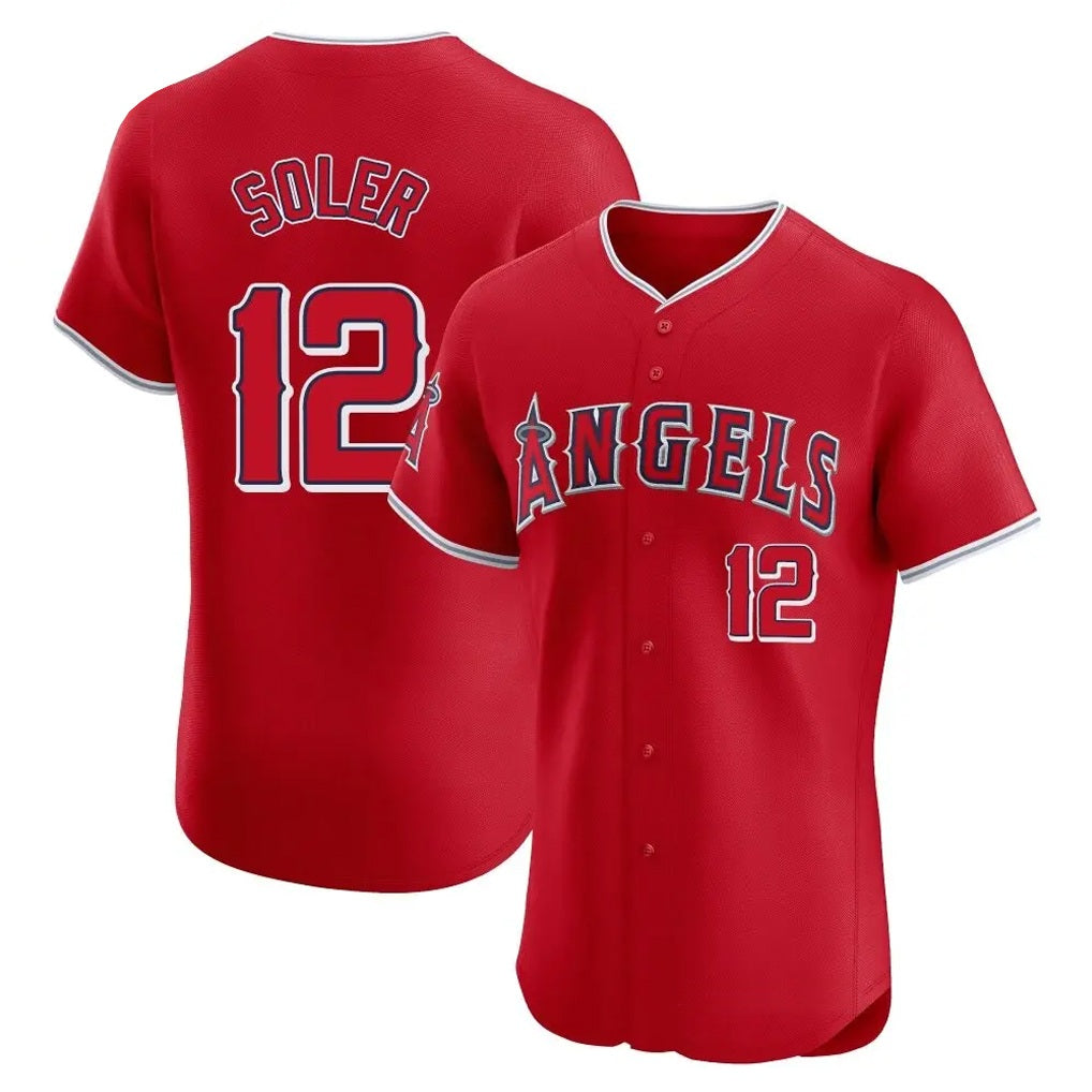 Los Angeles Angels #12 Jorge Soler Player Red Fotopoulosg Home Limited Elite Stitched Jerseys