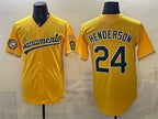Oakland Athletics #24 Rickey Henderson 2026 Yellow Fotopoulosg Alternate Sacramento Celebrating 125 Years Vapor Limited Stitched Jersey
