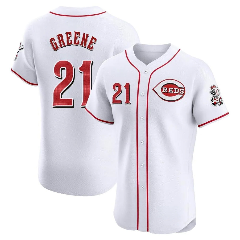 Cincinnati Reds #21 Hunter Greene Player White Fotopoulosg Limited Elite Home Stitched Jerseys