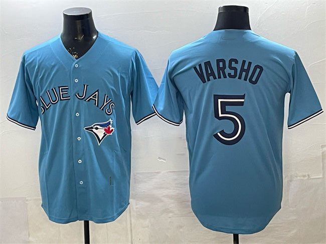 Toronto Blue Jays #5 Daulton Varsho Light Blue Fotopoulosg 2025 Cool Base Stitched Jersey