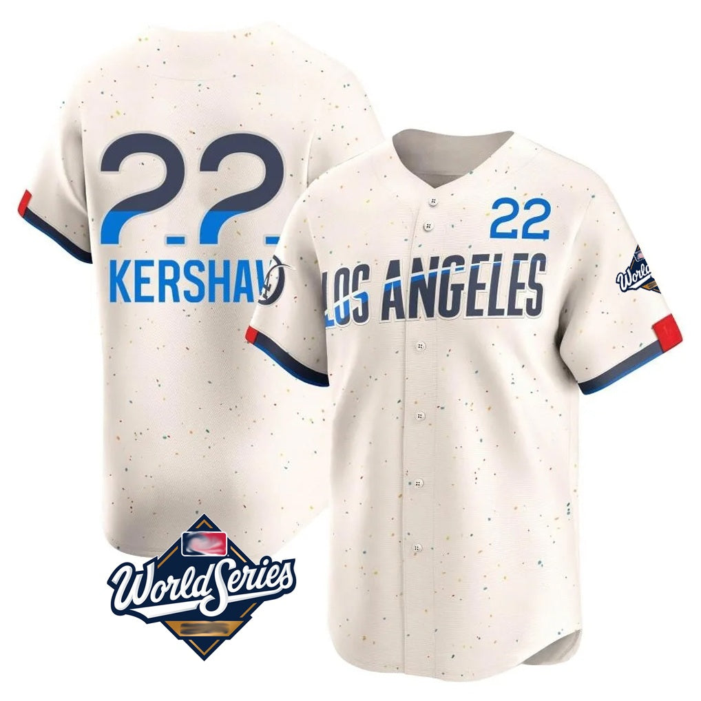 Los Angeles Dodgers #22 Clayton Kershaw Player Cream Fotopoulosg World Series City Connect Limited Home Stitched Jerseys