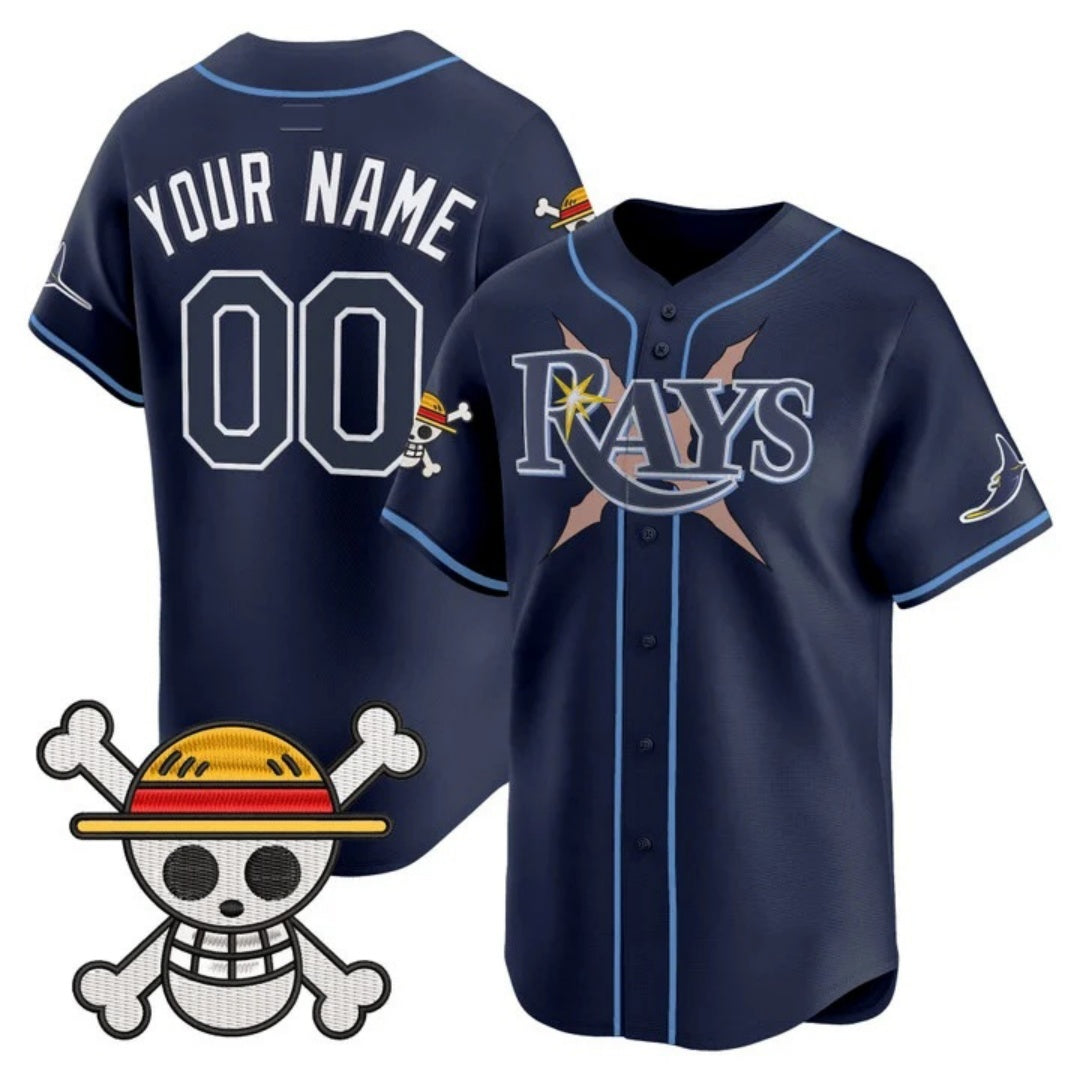 Custom Tampa Bay Rays x One Piece Navy Fotopoulosg Vapor Premier Limited Jersey - Stitched