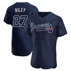 Atlanta Braves #27 Austin Riley Player Navy Fotopoulosg Alternate Limited Elite Home Game Stitched Jerseys