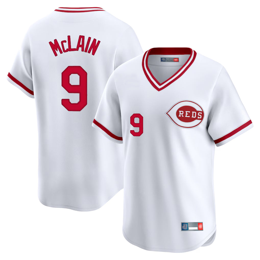 Cincinnati Reds #9 Matt McLain Player White Fotopoulosg Cooperstown Collection Limited T-shirt Home Stitched Jerseys