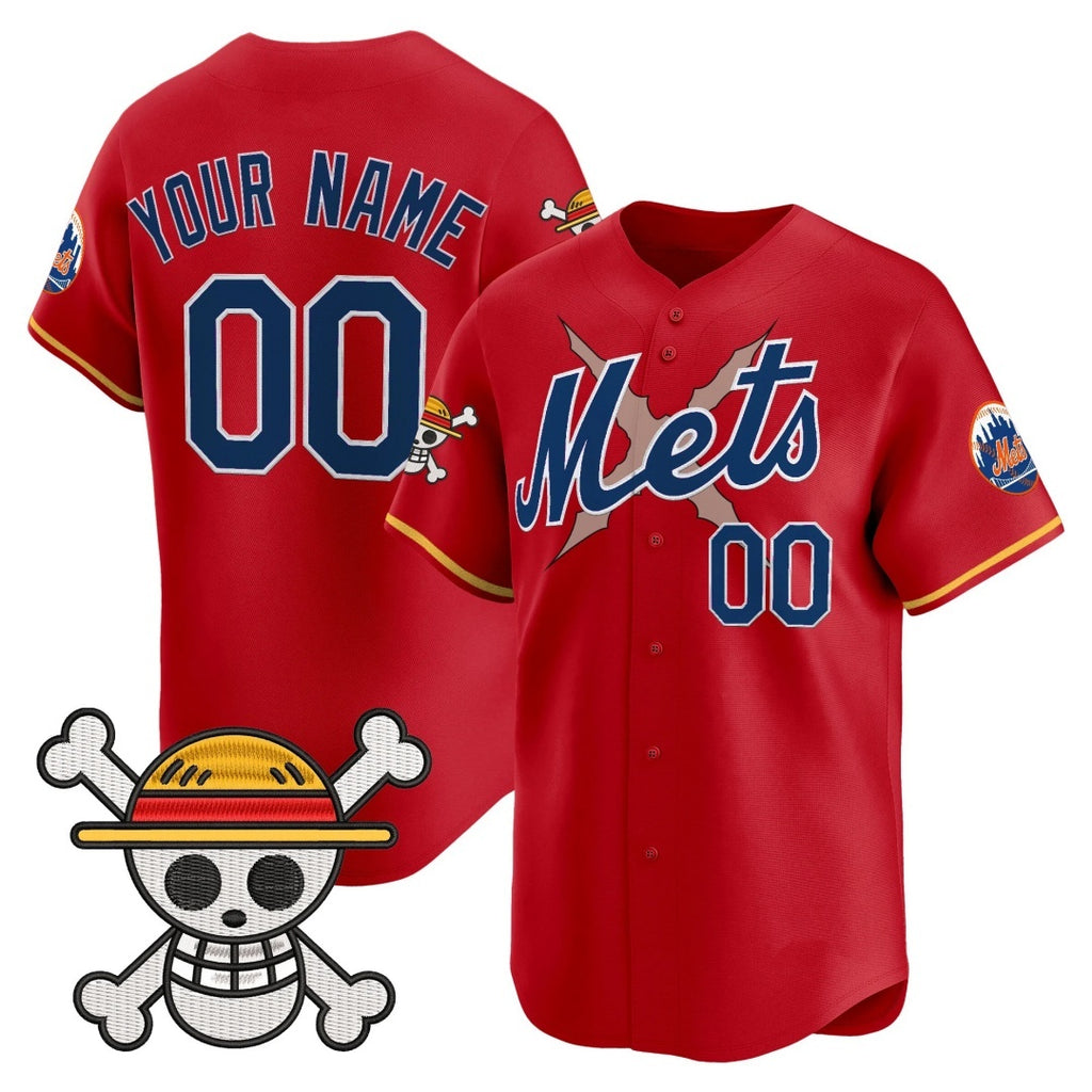 Custom New York Mets x One Piece Red Fotopoulosg Vapor Premier Limited Jersey - Stitched