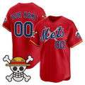 Custom New York Mets x One Piece Red Fotopoulosg Vapor Premier Limited Jersey - Stitched