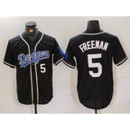 Los Angeles Dodgers #5 Freddie Freeman Number Black Fotopoulosg Cool Base With Patch Stitched Jerseys
