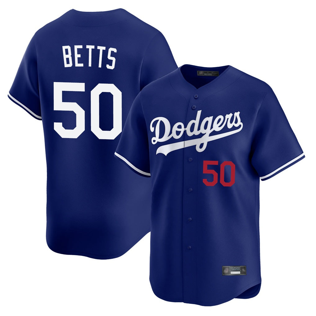 Los Angeles Dodgers #50 Mookie Betts Player Royal Fotopoulosg Limited Home Stitched Jerseys