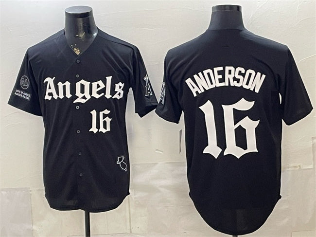 Los Angeles Angels #16 Garret Anderson Black Fotopoulosg 'Gothic Halo Edition' Vapor Limited Stitched Jersey