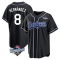 Los Angeles Dodgers #8 Enrique Hern¨¢ndez Player Black Fotopoulosg World Series Carbon Limited Home Stitched Jerseys