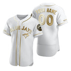Custom Toronto Blue Jays White Fotopoulosg Stitched Flex Base Golden Edition Jersey
