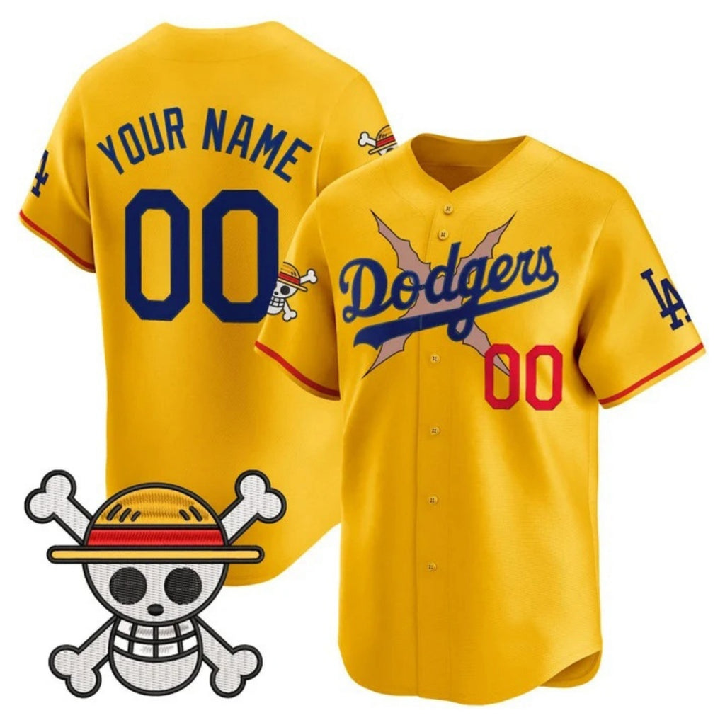 Custom Los Angeles Dodgers x One Piece Gold Fotopoulosg 2025 Vapor Premier Limited Jersey - Stitched
