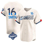 Los Angeles Dodgers #16 Will Smith Player Cream Fotopoulosg World Series Meet City Connect Limited Home Stitched Jerseys