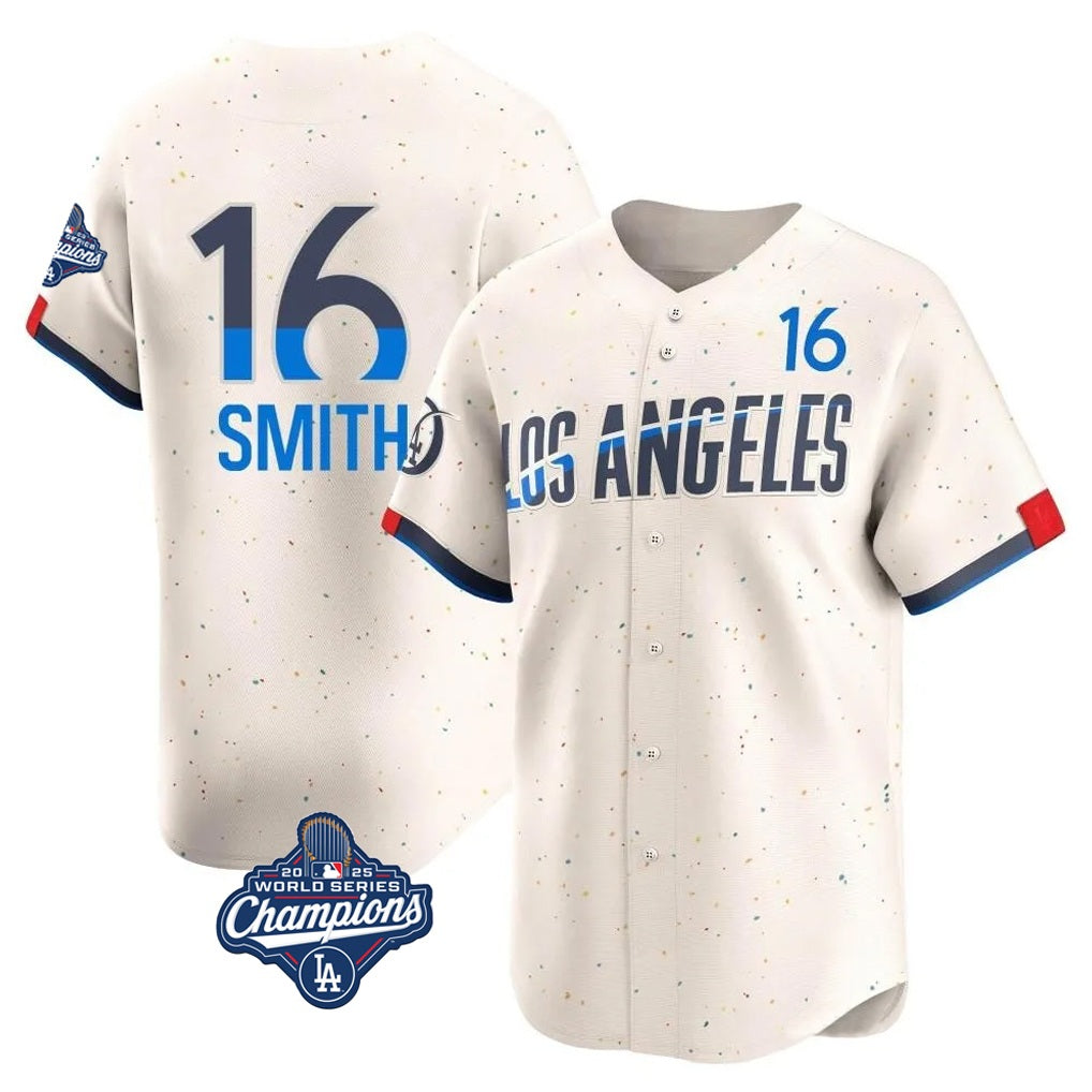 Los Angeles Dodgers #16 Will Smith Player Cream Fotopoulosg World Series Meet City Connect Limited Home Stitched Jerseys