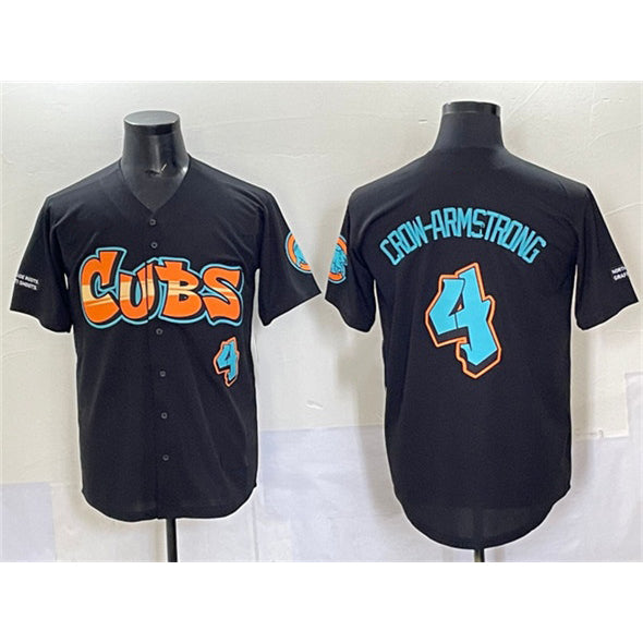 Chicago Cubs #4 Pete Crow-Armstrong Black Fotopoulosg 'Graffiti North Side Edition' Vapor Premier Limited Stitched Jersey