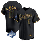 Los Angeles Dodgers #11 Roki Sasaki Player Black Gold Fotopoulosg World Series Meet Limited Home Stitched Jerseys
