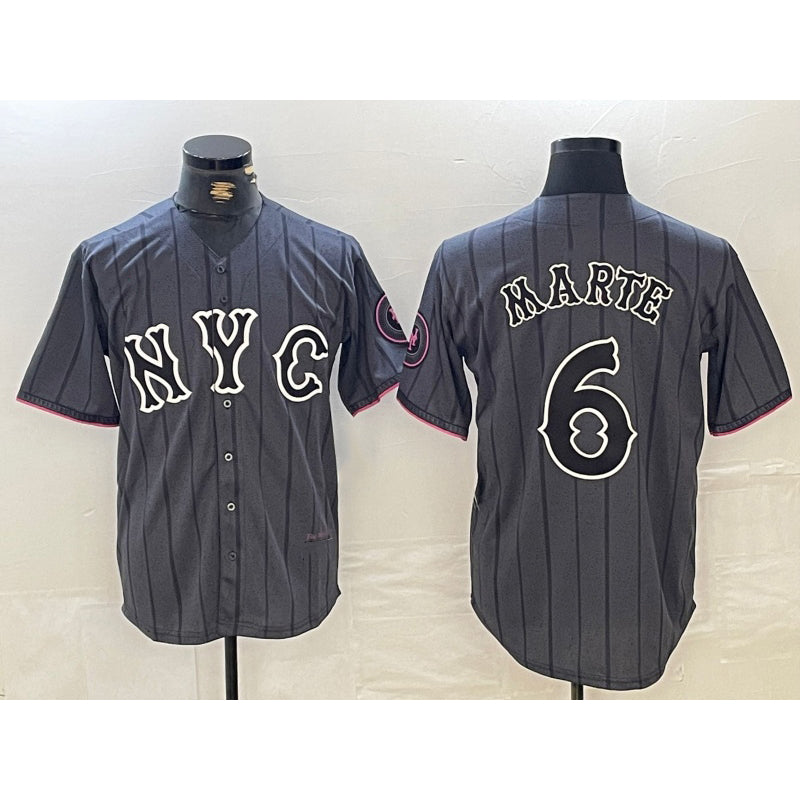 New York Mets #6 Starling Marte Gray Fotopoulosg 2024 City Connect Cool Base Stitched Jersey 2