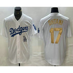 Los Angeles Dodgers #17 Shohei Ohtani White Gold Fotopoulosg Stitched Cool Base Jersey 2