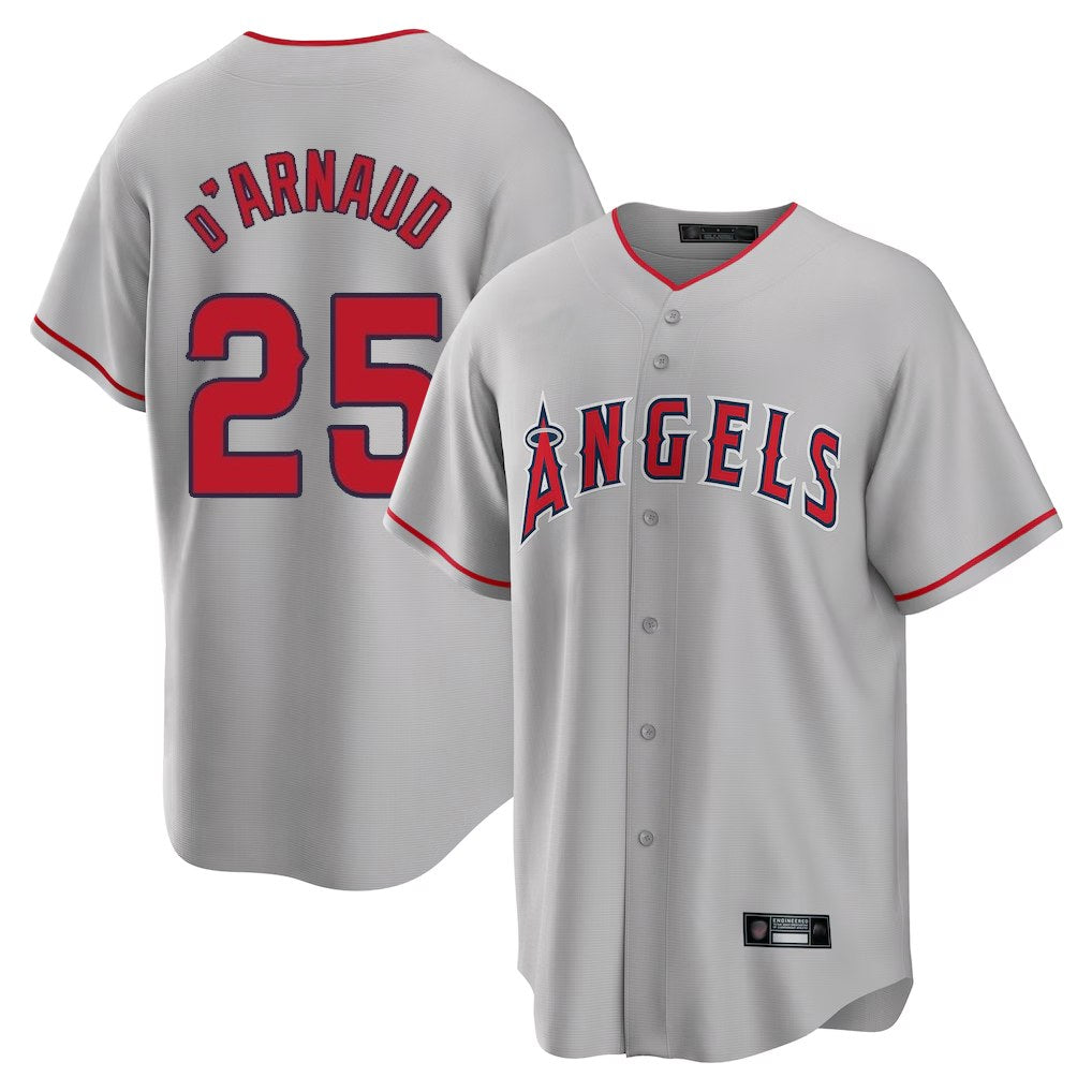 Los Angeles Angels #25 Travis d'Arnaud Player Gray Fotopoulosg Home Game Stitched Jerseys