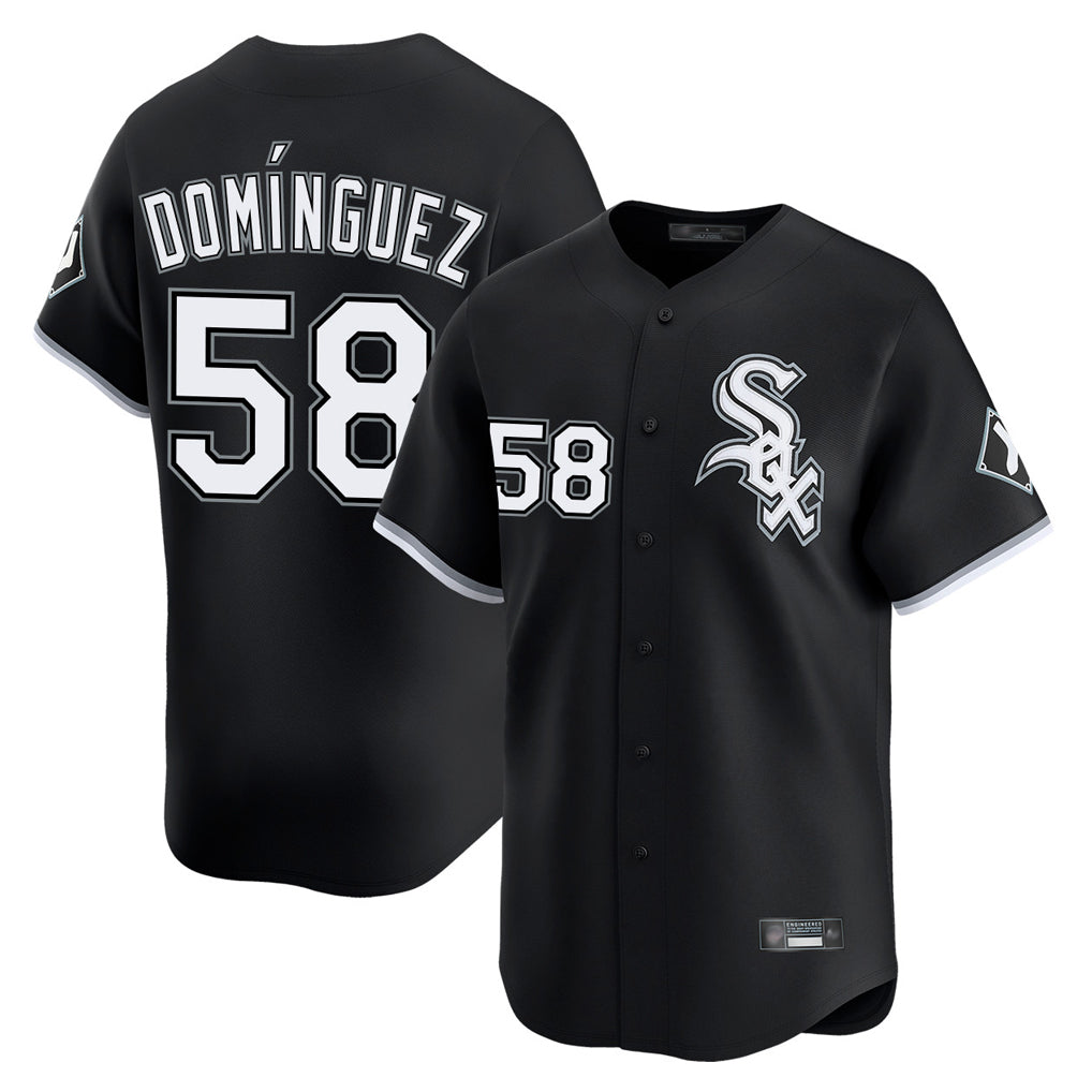 Chicago White Sox #58 Seranthony Dominguez Player Black Fotopoulosg Limited Home Stitched Jerseys