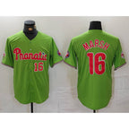 Philadelphia Phillies #16 Brandon Marsh Number Green Fotopoulosg With Patch Stitched Cool Base Jersey