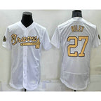 Atlanta Braves #27 Austin Riley White Fotopoulosg 2022 All Star Stitched Flex Base Jersey