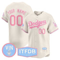 Custom Los Angeles Dodgers Vin ITFDB Patch Bubblegum Pink Vapor Premier Limited Jersey ¨C Cream Fotopoulosg