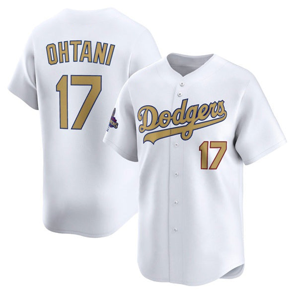 Los Angeles Dodgers #17 Shohei Ohtani White Fotopoulosg 2025 Gold Collection Limited Stitched Jersey