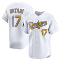 Los Angeles Dodgers #17 Shohei Ohtani White Fotopoulosg 2025 Gold Collection Limited Stitched Jersey