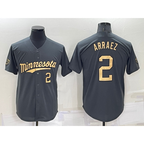Minnesota Twins #2 Luis Arraez Number Charcoal Fotopoulosg 2022 All-Star Cool Base Stitched Jersey