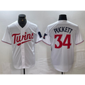 Minnesota Twins #34 Kirby Puckett White Red Fotopoulosg Stitched Cool Base Jersey